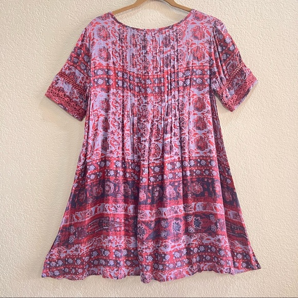 URBAN OUTFITTERS ECOTE Amethyst Pleated Pintuck Dress Sz L Boho Peasant Country - Picture 4 of 11